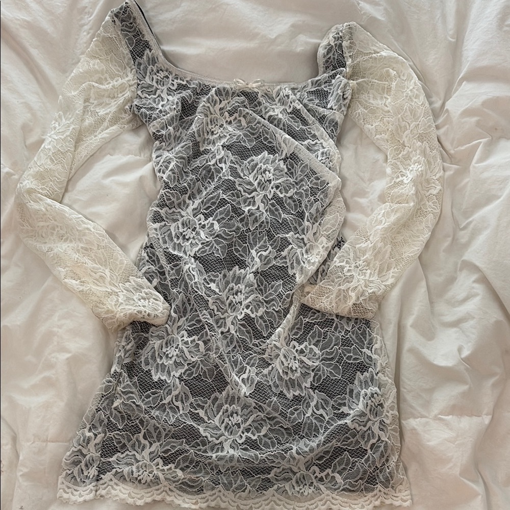Zara Black and Cream Lace Dress